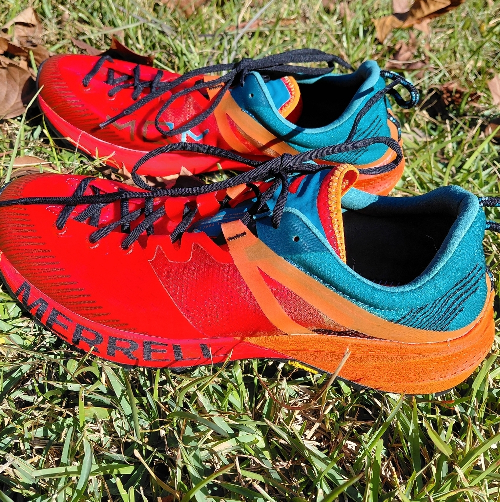 Merrell MTL MQM Mens Hiking Shoes Vibrant Red /Orange And Teal 10.5